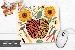 Vibrant Apple Animal Prints and Sunflowers Mouse Pad PNG Product Image 1