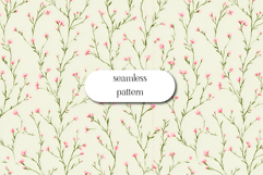 Seamless pattern with delicate pink wildflowers on cream Product Image 1