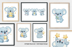 15 Bundle Watercolor Blue Koala Animal Sleeping Kids Sticker Product Image 4