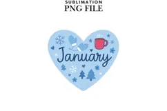 January heart png design for T-shirts Product Image 1