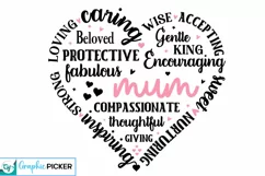 Mum Heart Shape SVG | Mother's Day Heart SVG PNG Product Image 1
