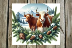 Christmas cow | 4 round skinny tumbler Sublimation designs Product Image 4