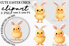 Whimsical Cute Easter Chick Clipart Watercolor png Product Image 1