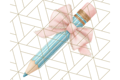 Chubby Pencil With Bows PNG Clipart, Cute School Supply Png Product Image 4