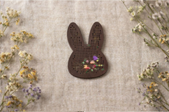 Easter bunny embroidery base digital file. Rabbit head ears Product Image 3