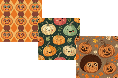 Retro Pumpkin Patch Funny Seamless Pattern, Digital Paper Product Image 4