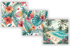 Beachy Seamless Patterns Digital Paper, Watercolor Tropical Product Image 4