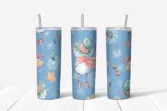 Christmas cute snowman Skinny tumbler wrap design Product Image 3