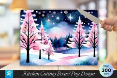 Frosty Twilight Winter Forest Cutting Board PNG Design Product Image 1