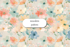 Pastel Watercolor Floral Seamless Pattern Digital Paper Product Image 1
