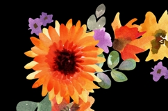Fall Floral Watercolor Clipart. PNG Autumn Corners Product Image 4