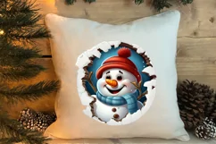 Christmas Snowman Peeking Clipart PNG Product Image 4