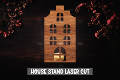 3D House Christmas Candle Holder Laser Cut Design Product Image 1