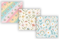 Pastel Daisy Rainbow Seamless Pattern Bundle, Cute Floral Product Image 4