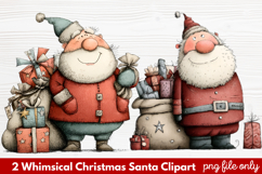 2 Whimsical Christmas Santa Clipart | Cute Santa PNG Product Image 1