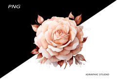 Rose gold Flowers PNG, Watercolor Rose Bouquet Product Image 1