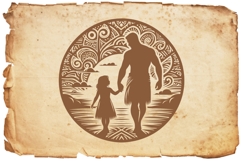 Tribal Silhouette Father and Daughter Product Image 2