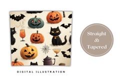 Black Cat Tumbler Wrap, Cartoon Halloween Bats Tumbler Product Image 4