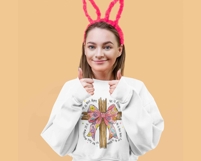 Coquette Bow Easter Cross PNG, Jesus Easter Png, Bible Verse Product Image 2