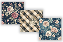 Ink Toile Digital Paper Pack, Vintage Floral Toile, Gingham Product Image 4