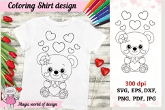Valentine's Day Coloring Shirt SVG, bear svg Product Image 1