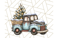 Vintage Christmas Truck Clipart PNG, Retro Holiday Vehicle Product Image 4
