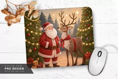 Santa and Reindeer in Festive Decor Mouse Pad PNG Design Product Image 1