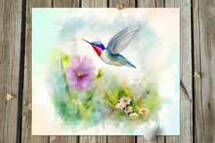 Watercolor Hummingbird | Sublimation skinny tumbler designs Product Image 4