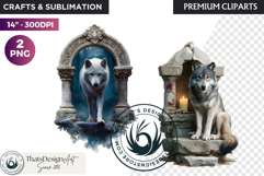 Watercolor Mystic Wolf Fantasy Clipart animal PNG Graphics Product Image 1