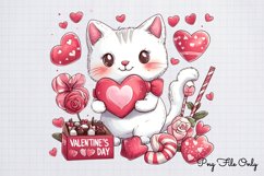 Valentine Cat Kitty Clipart PNG Product Image 1