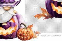 Watercolor Halloween gnome with pumpkins, Gnome PNG Product Image 4