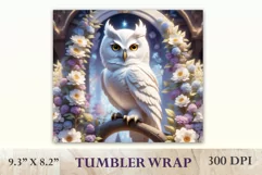Sublimation Tumbler Wrap 3D White Owl / Png file Product Image 2