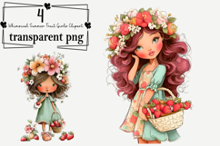 Whimsical Summer Fruit Girls Clipart Watercolor PNG Product Image 1