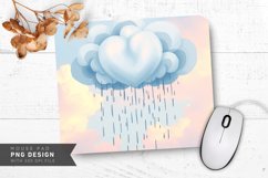 Heart Rain Clouds Mouse Pad PNG Design Product Image 1