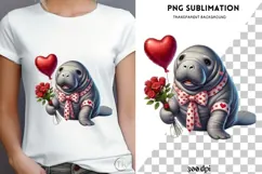 Valentine manatee png design for T-shirts Product Image 4