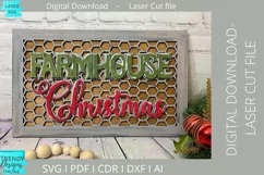 Farmhouse Christmas Chicken wire sign Glowforge laser svg Product Image 1
