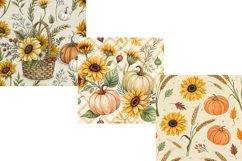 Cottagecore Sunflower Harvest Seamless Pattern, Digital Pape Product Image 4