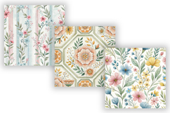 Pastel Folk Floral Digital Paper, Seamless Watercolor Product Image 4