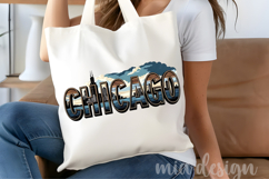 Chicago Skyline PNG, Vintage Windy City Lake Sublimation Product Image 4