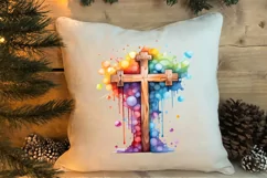 Christmas Cross Watercolor Clipart, Jesus Christ Clipart Product Image 4