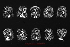 10 Bundle Dark Art Chichano Skull Girl Sugar Woman Mexicana Product Image 6