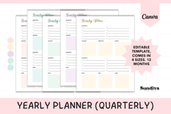 Yearly Planner Quarterly Editable Template - 5 Colors Product Image 1