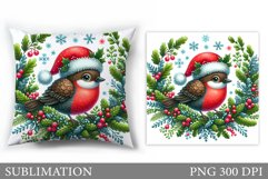 Christmas Bird Pillow Design. Christmas Pillow Sublimation Product Image 1