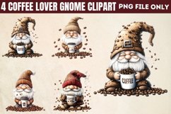 Coffee Lover Gnome Clipart PNG Product Image 1
