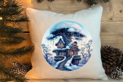 Watercolor Christmas Winter Houses Clipart Product Image 4