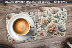 Flowers Coaster Sublimation, Spring Flowers Coaster PNG Product Image 1