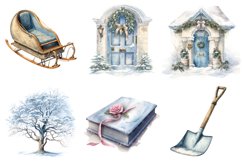 Winter Cottagecore Clipart Watercolor, Set of 20 Png Product Image 4