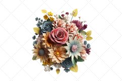 3d Floral Bouquet sublimation Clipart Bundle, 3D Sublimation Product Image 4