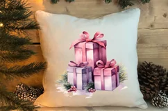 Pink Christmas gifts clipart sublimation, Christmas PNG Product Image 4