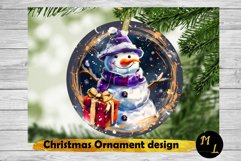 Christmas snowman Ornament,Watercolor Ornament Sublimation Product Image 1